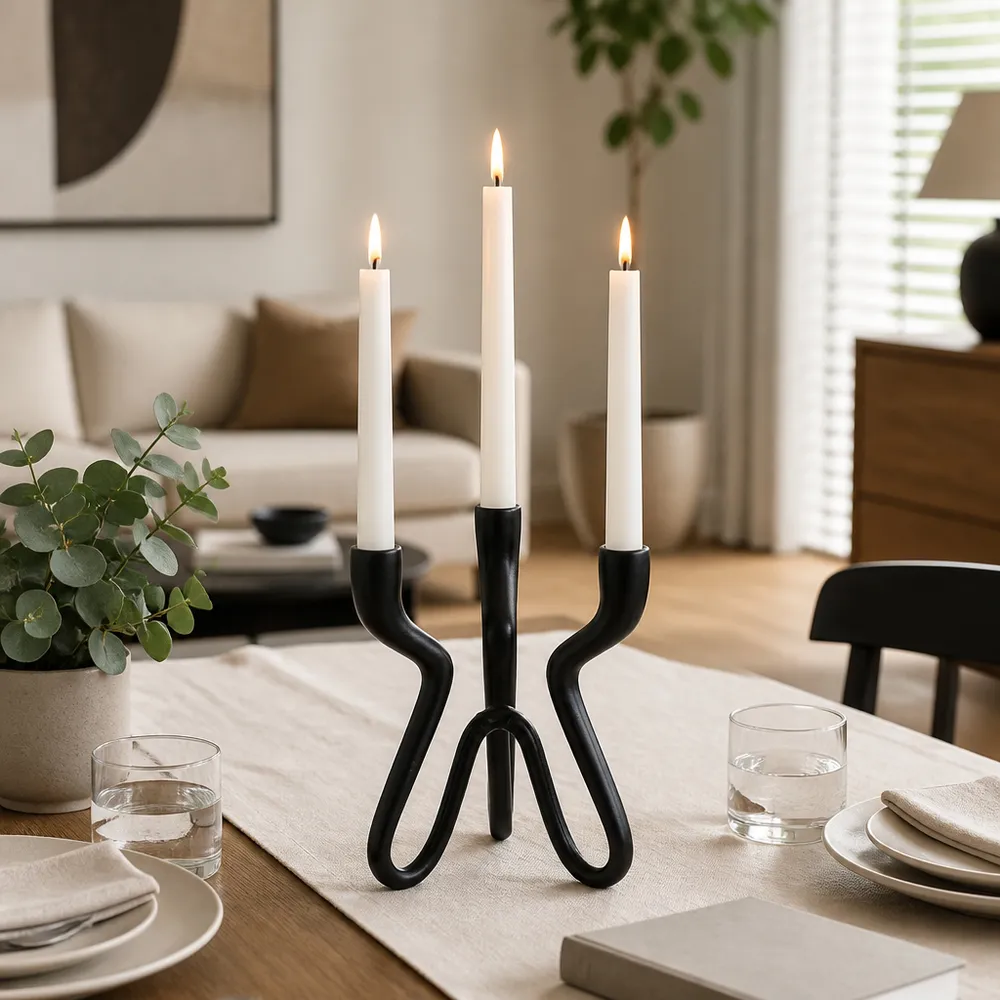 TODDBURN BLACK CANDLE HOLDER 10 (IN)