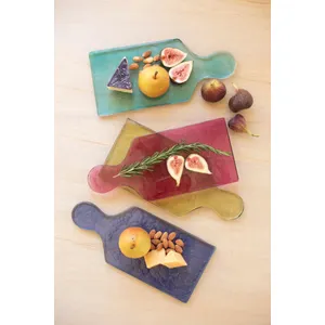 Set of 4 Colored Glass Cheese Boards 1