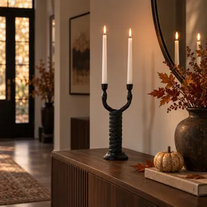 NICOLEHAVEN BLACK CANDLE HOLDER 16 (IN) 2