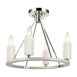 White Stone 18'' Wide 4-Light Semi Flush Mount - Polished Nickel 1