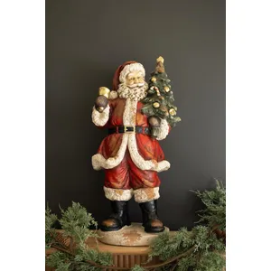 Traditional Faux Concrete Santa with Bell 1
