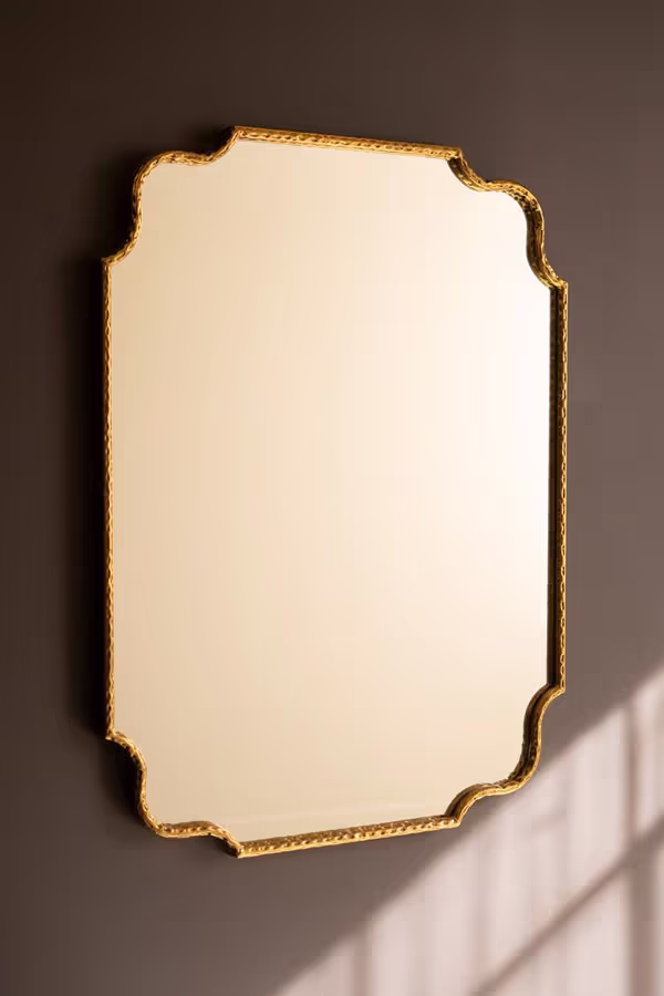 Hammered Antique Brass Framed Mirror