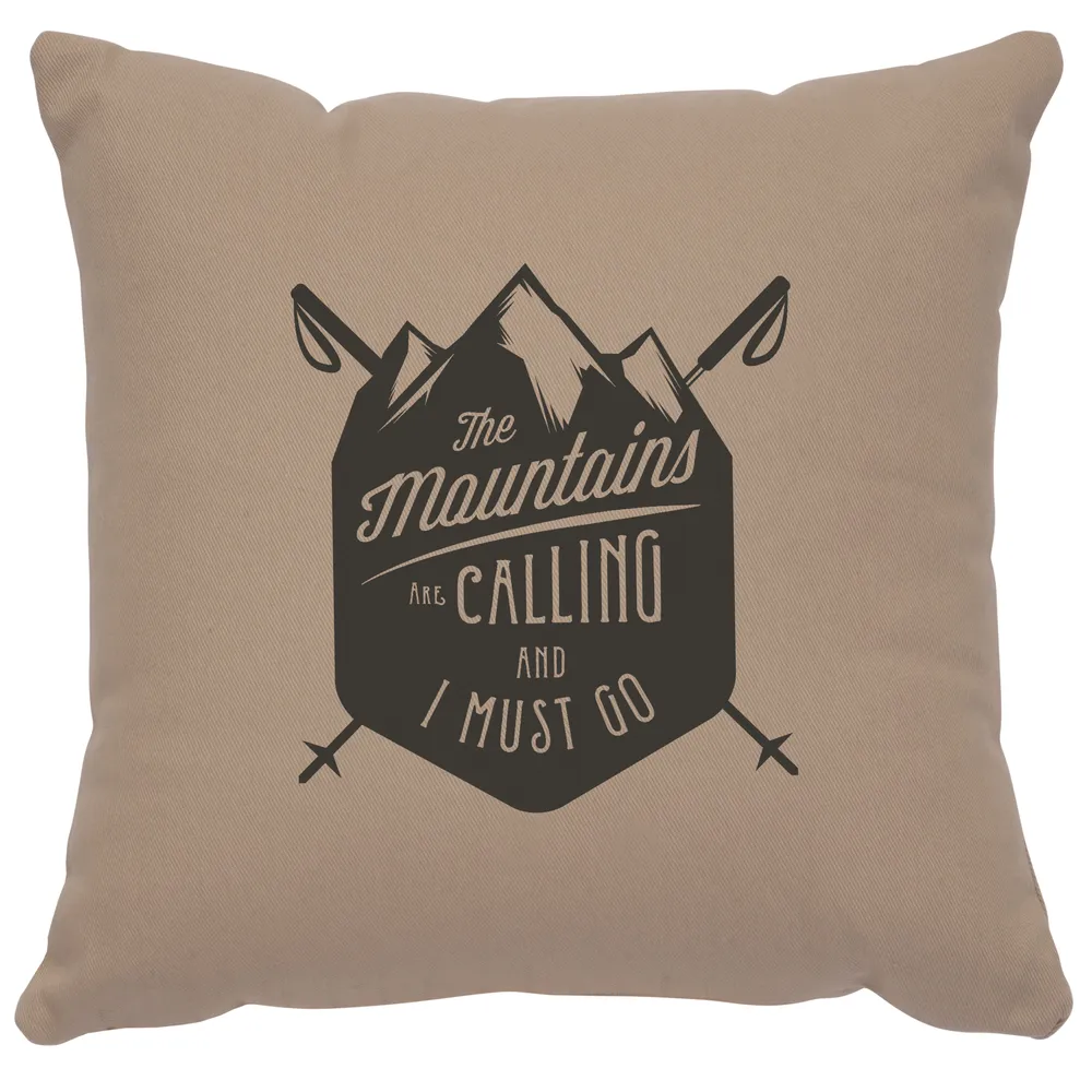 Image Pillow - Mountains are Calling - Cotton Alabaster