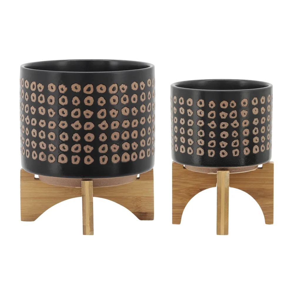 TANNERHAM SET OF 2 BROWN PLANTER 11 (IN)