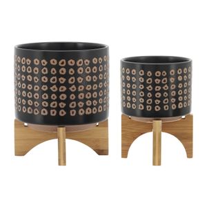 TANNERHAM SET OF 2 BROWN PLANTER 11 (IN) 3