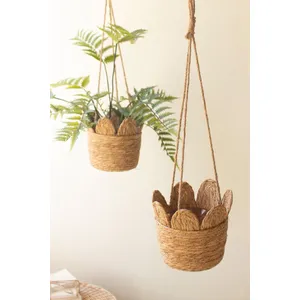 Woven Seagrass Hanging Planter Basket 1