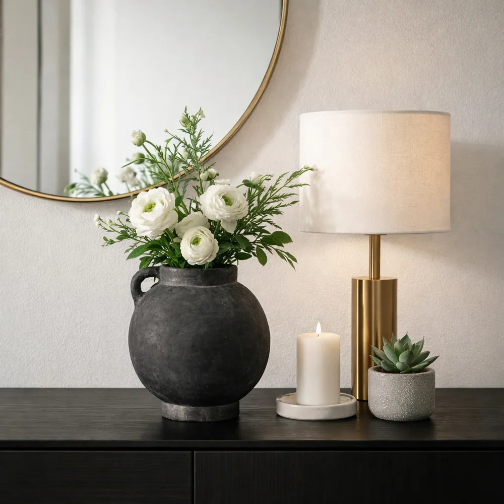 CORBINFORD BLACK VASE 10 (IN)