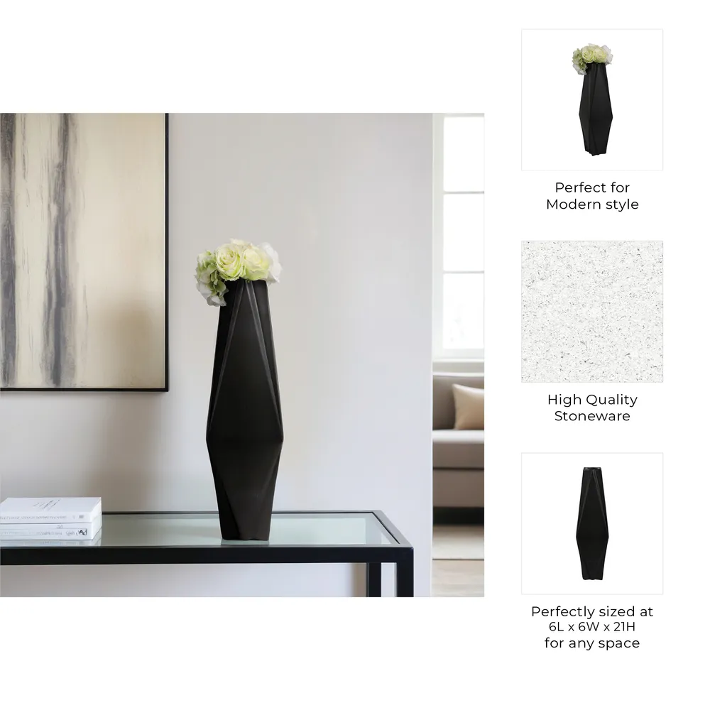 TARASIDE BLACK VASE 21 (IN)