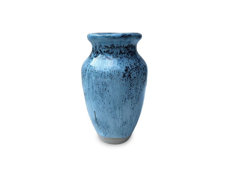 7" Blue Ceramic Prunus Vase 1