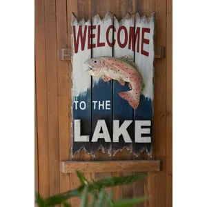 Welcome To The Lake with Trout Sign 3