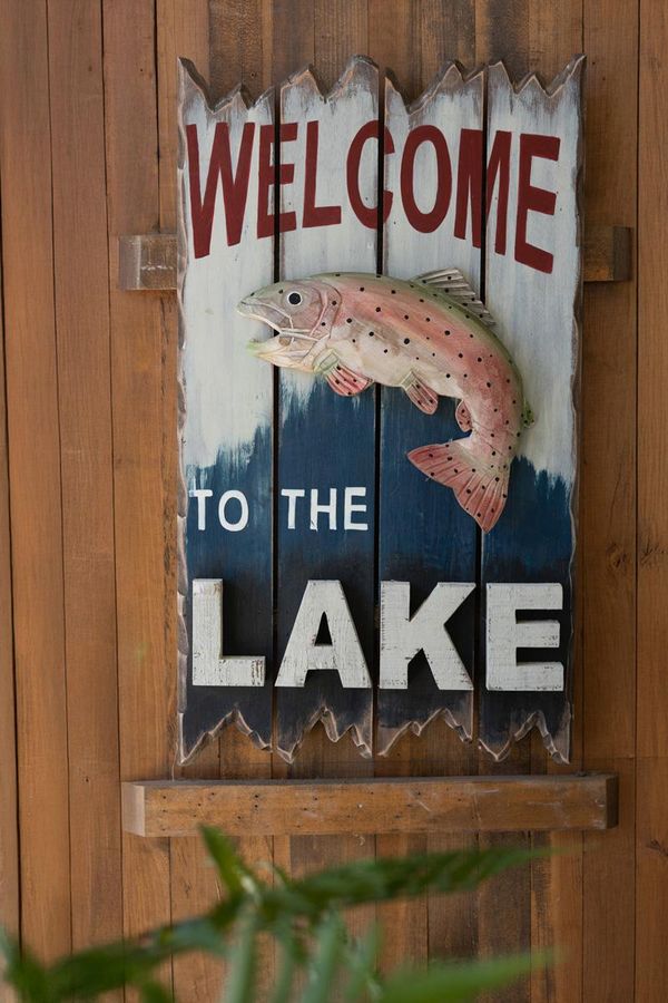 Welcome To The Lake with Trout Sign