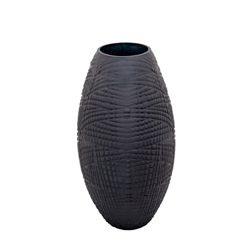 HELTONWELL BLACK GLASS VASE 10 (IN)