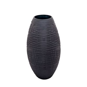 HELTONWELL BLACK GLASS VASE 10 (IN) 4