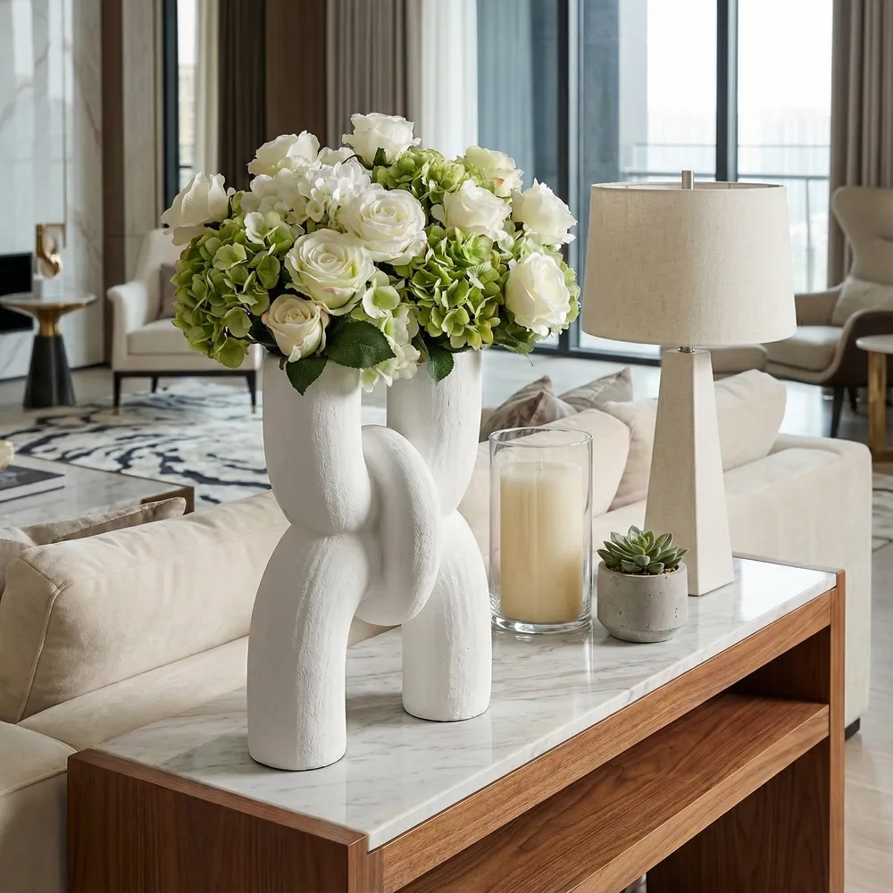 STONEHAM WHITE VASE 15 (IN)