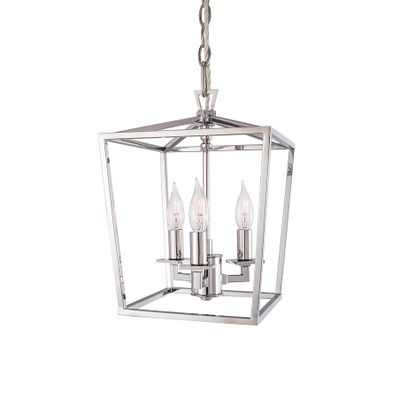 Cage 10.25″ Wide 3-Light Mini Pendant - Polished Nickel