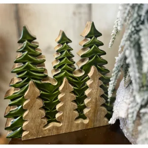 Wooden Green Enamel Tree 8x9in 1