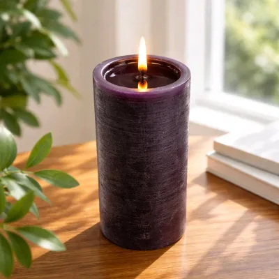 Black Melted Realistic Flame 3x6in LED Candle