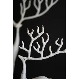 Set of 2 White Cast Aluminum Deer Sculptures 2