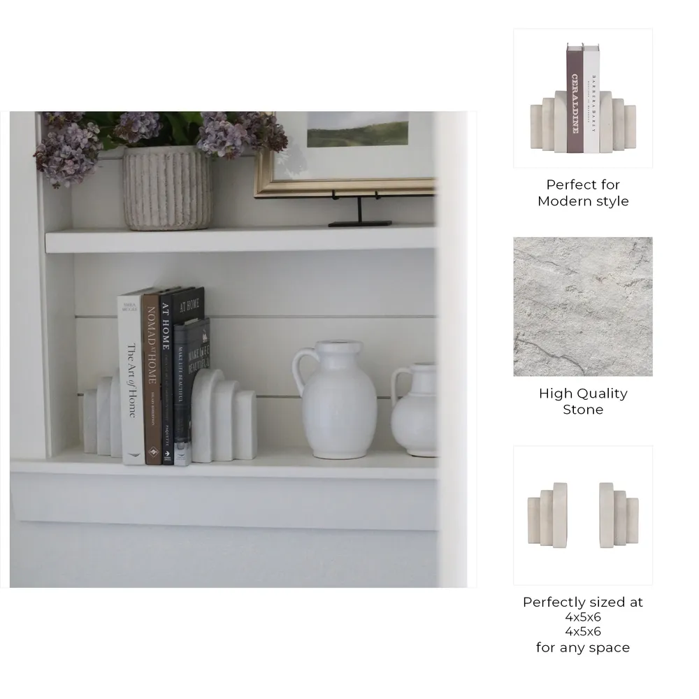 COOPERMOOR SET OF 2 WHITE BOOKENDS 6 (IN)