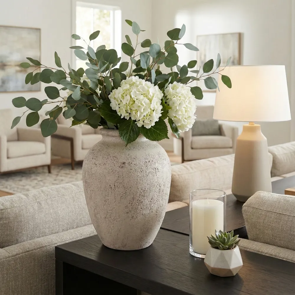 DUNCANRUN WHITE VASE 12 (IN)