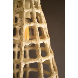 Tall Paper Mache Grid Pendant Light 2