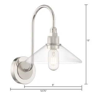 Charis 13'' High 1-Light Sconce - Polished Nickel with Brushed Nickel 2