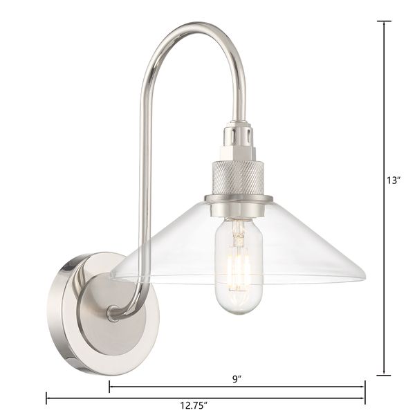 Charis 13'' High 1-Light Sconce - Polished Nickel with Brushed Nickel