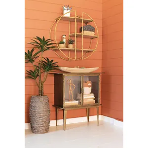 Antique Brass and Glass Two-Door Cabinet 6