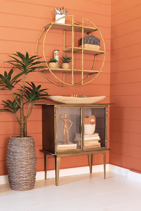 Antique Brass and Glass Two-Door Cabinet