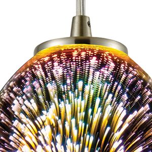 Illusions 5'' Wide 1-Light Mini Pendant - Satin Nickel with Multicolor Fireworks Glass 6