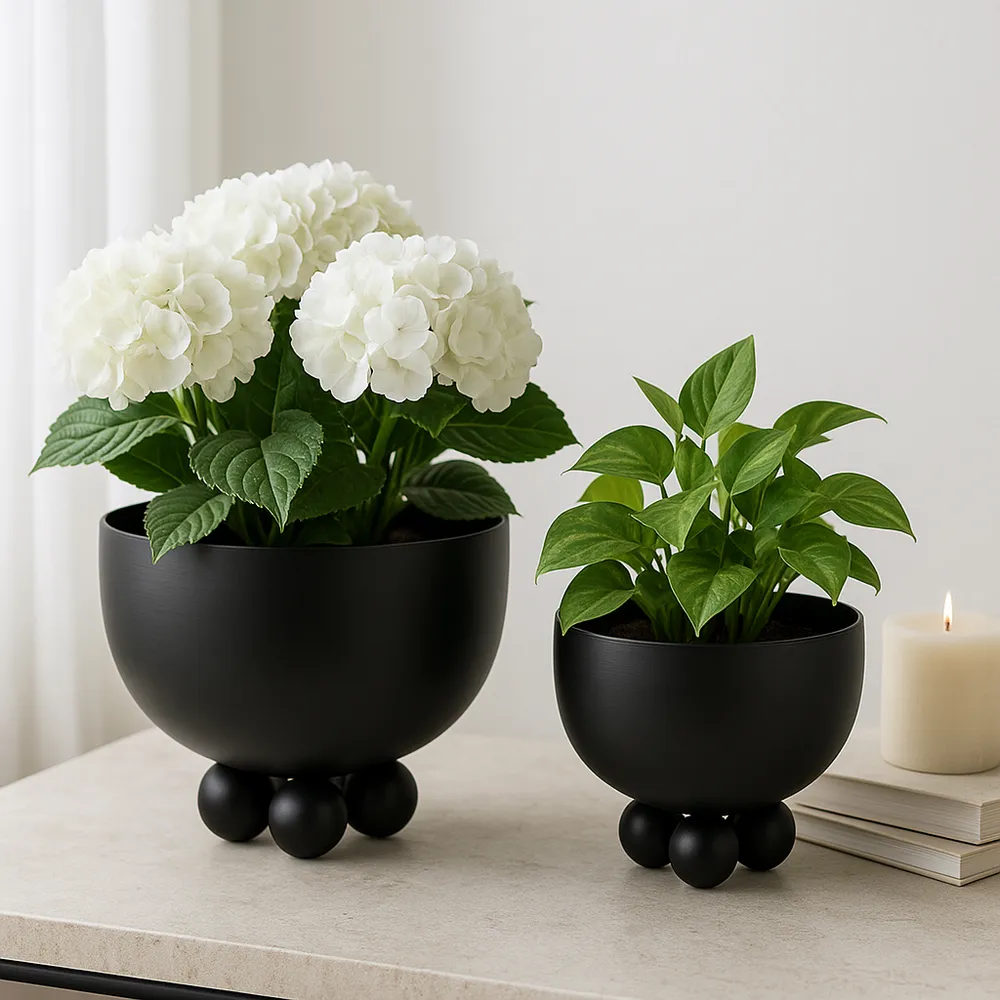 SLATEOAK SET OF 2 BLACK PLANTER 10 (IN)