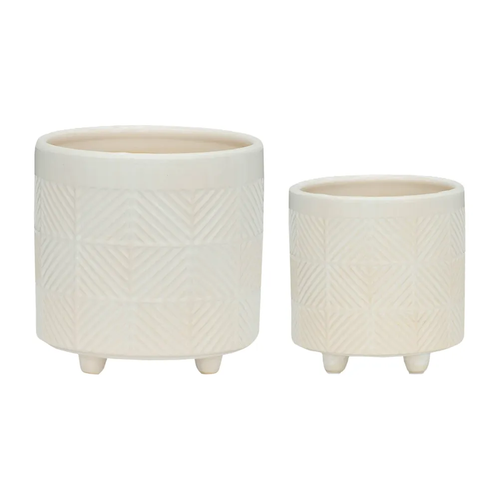 EMMETLAKE SET OF 2 WHITE PLANTER 8 (IN)
