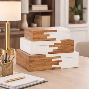 ZOEMOOR SET OF 3 IVORY BOXES 4 (IN) 2