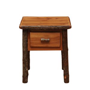 Hickory Log One Drawer End Table - Slate 3