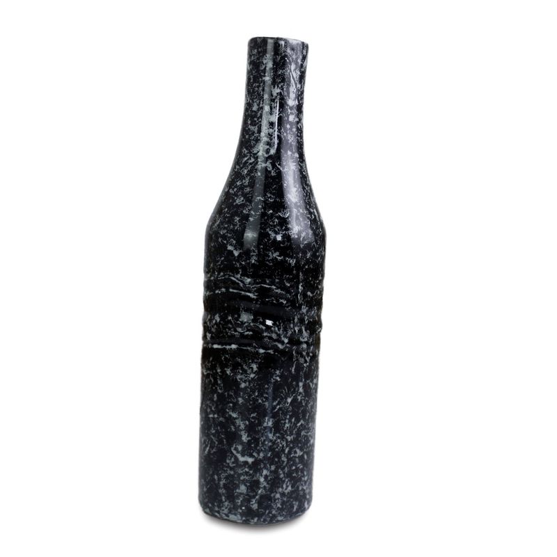 11" Granite Black Ceramic Bottle Vase