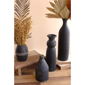 Set of 5 Modern Black Clay Vases 2