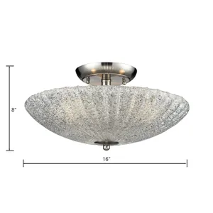 Luminese 16'' Wide 3-Light Semi Flush Mount - Satin Nickel 2