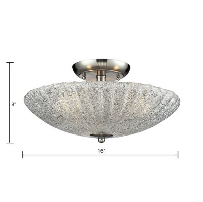 Luminese 16″ Wide 3-Light Semi Flush Mount - Satin Nickel