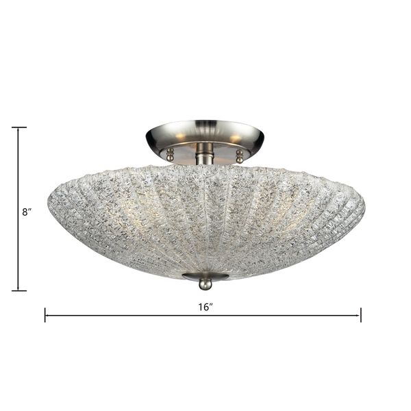 Luminese 16'' Wide 3-Light Semi Flush Mount - Satin Nickel