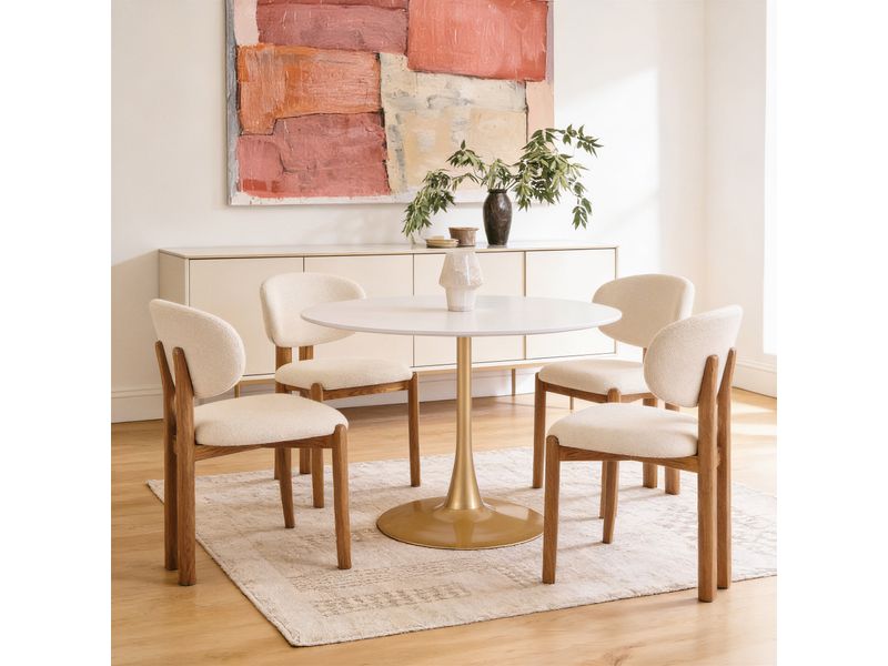 Rosetta Dining Chair Beige & Walnut 9