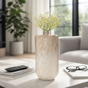 STONEWOOD IVORY GLASS VASE 16 (IN) 12