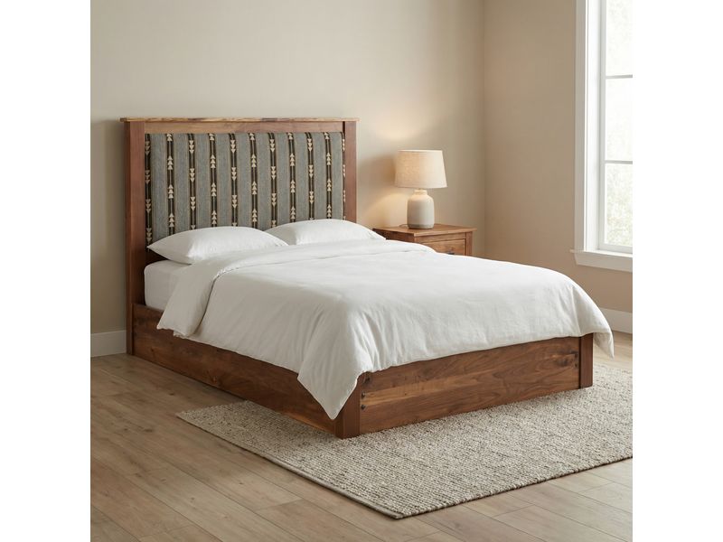 Heartland Walnut Upholstered Platform Bed - King - Upgrade Fabric 1