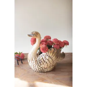 Faux Concrete Swan Planter 1