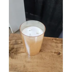 Amber Glass Cylinder Moving Flame 5x8in 3