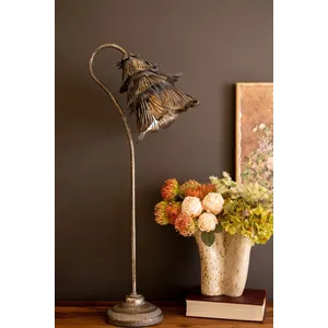 Rustic Metal Table Lamp with Flower Shade 1