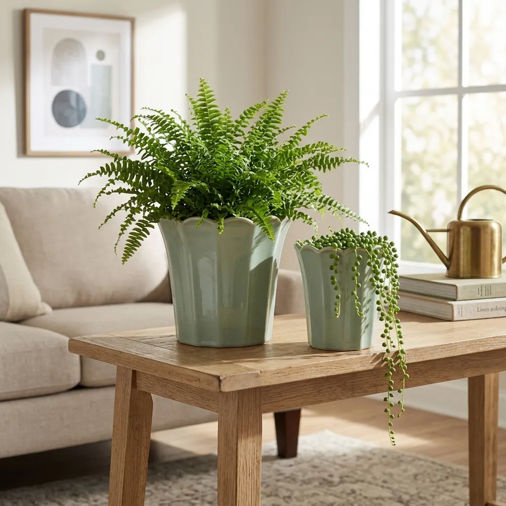 DEANGROVE SET OF 2 GREEN PLANTER 8 (IN)