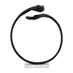 METAL,15" HAND RING ON BASE SCULPT ,BLACK/WHITE 5