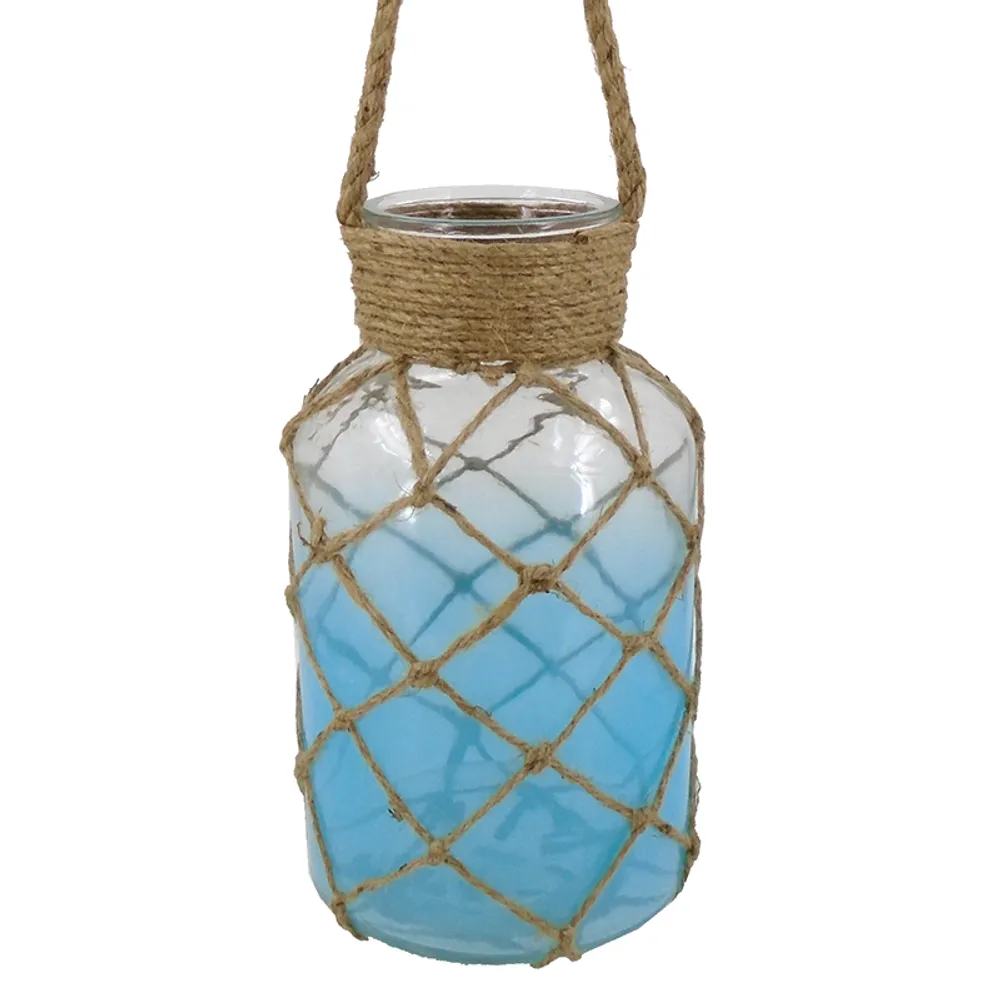 12-1/4" LIGHT BLUE JUG W/ROPE NET