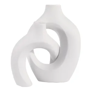 BURGESSVALE SET OF 2 WHITE VASES 13 (IN) 1