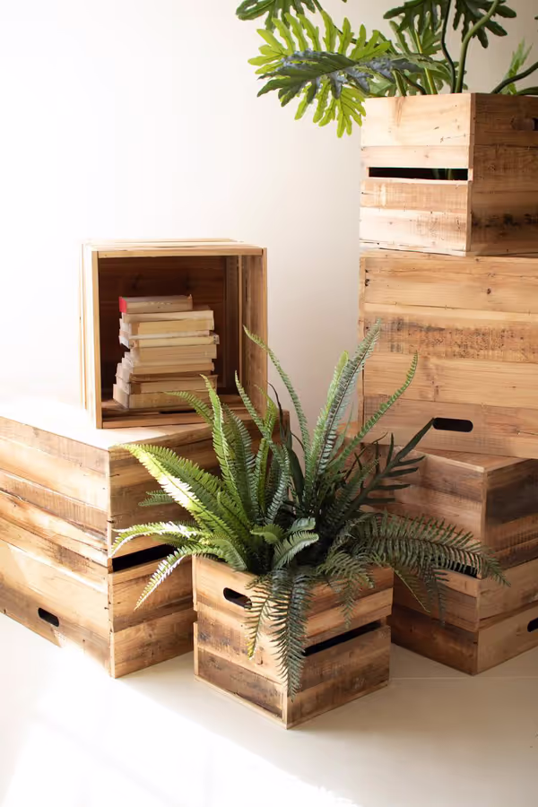 Set of 6 Recycled Pine Display Cubes